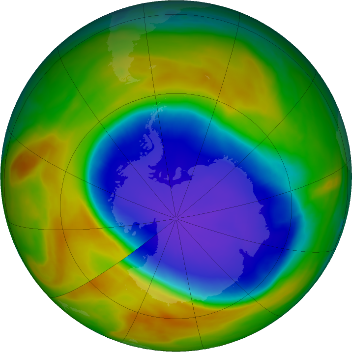 Antarctic ozone map for 12 October 2017